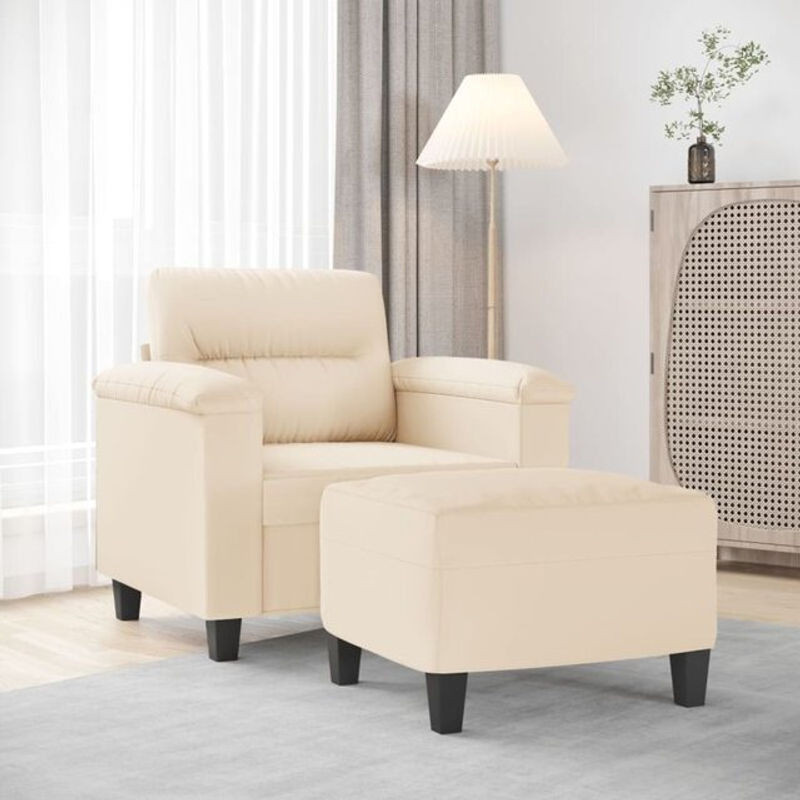 Vidaxl Sessel mit Hocker in Beige aus modernem Mikrofasergewebe - Bild 1