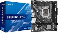 ASRock H610M-HVS/M.2 R2.0 Mainboard, Micro ATX, LGA1700-Sockel, H610 Chipsatz, DDR4, NVMe/M.2, USB-C, Gigabit LAN, Schwarz - Bild 1