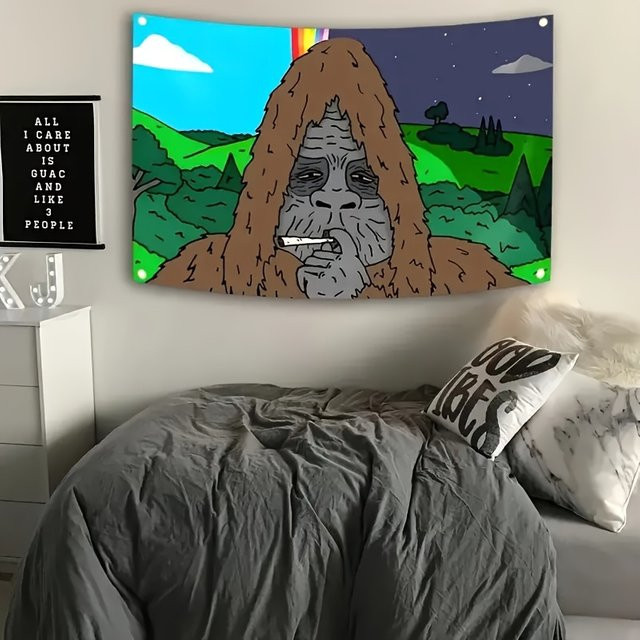 VIKAMA Wandteppich Rauchender Gorilla mit Grafik-Aufdruck in Multicolour als moderne Wanddekoration - Bild 1