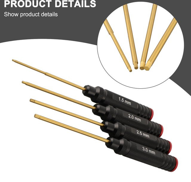 Vibratite Hex Schraubendreher Set für RC Modelle mit 1,5mm, 2,0mm, 2,5mm und 3,0mm Sechskantschlüsseln - Bild 1