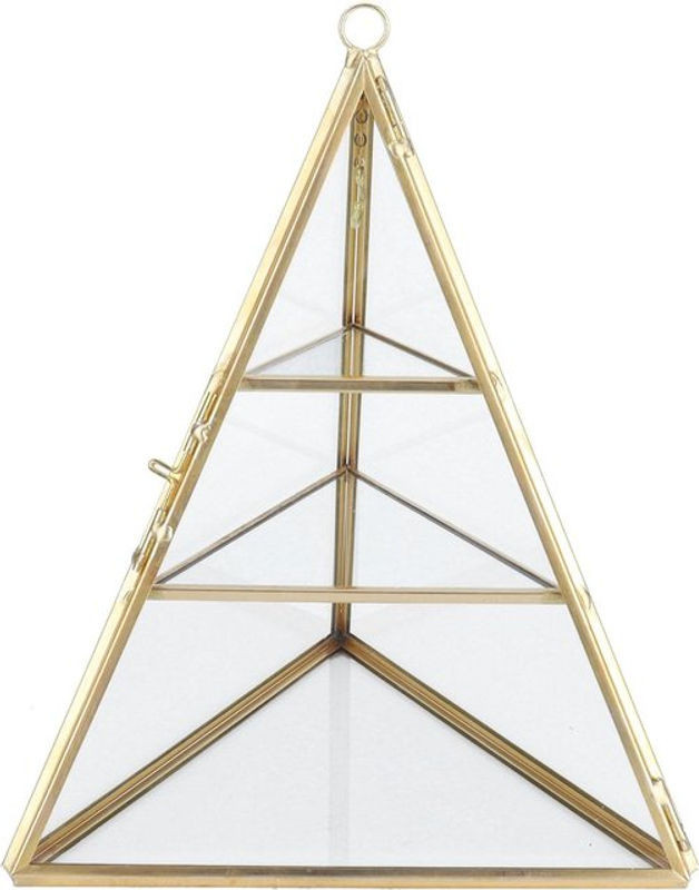 OutsideWorld Schmuckständer in Pyramidenform mit 3 Ebenen aus Metall und Glas in Gold - Bild 1