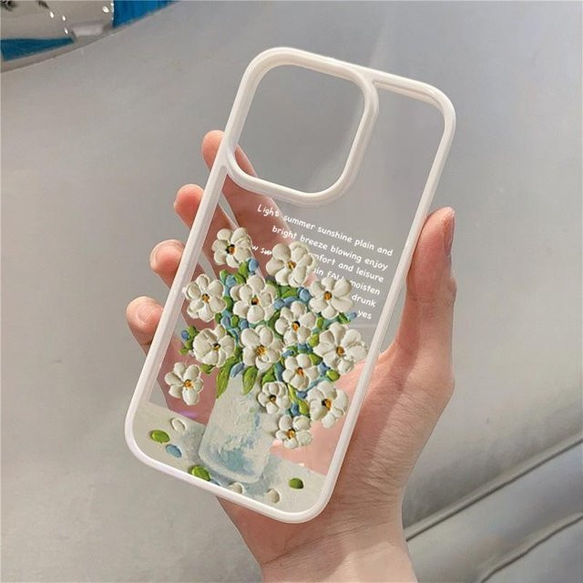 Handyhülle mit Kunst Ölgemalte Blumen Design für Samsung Galaxy S25 S24 S23 S22 Ultra S24 FE A55 A54 A35 A15 A16 A52 A34 5G in Braun - Bild 1