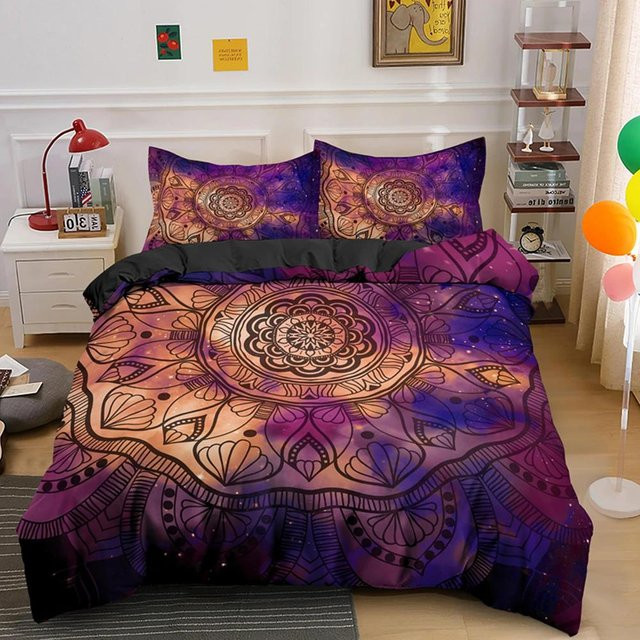 Your Warm Home Boho Bettwäscheset aus Polyester, 3-teilig, Multicolour, B/H: 135 x 200 cm mit Kissenbezug 50 x 70 cm - Bild 1