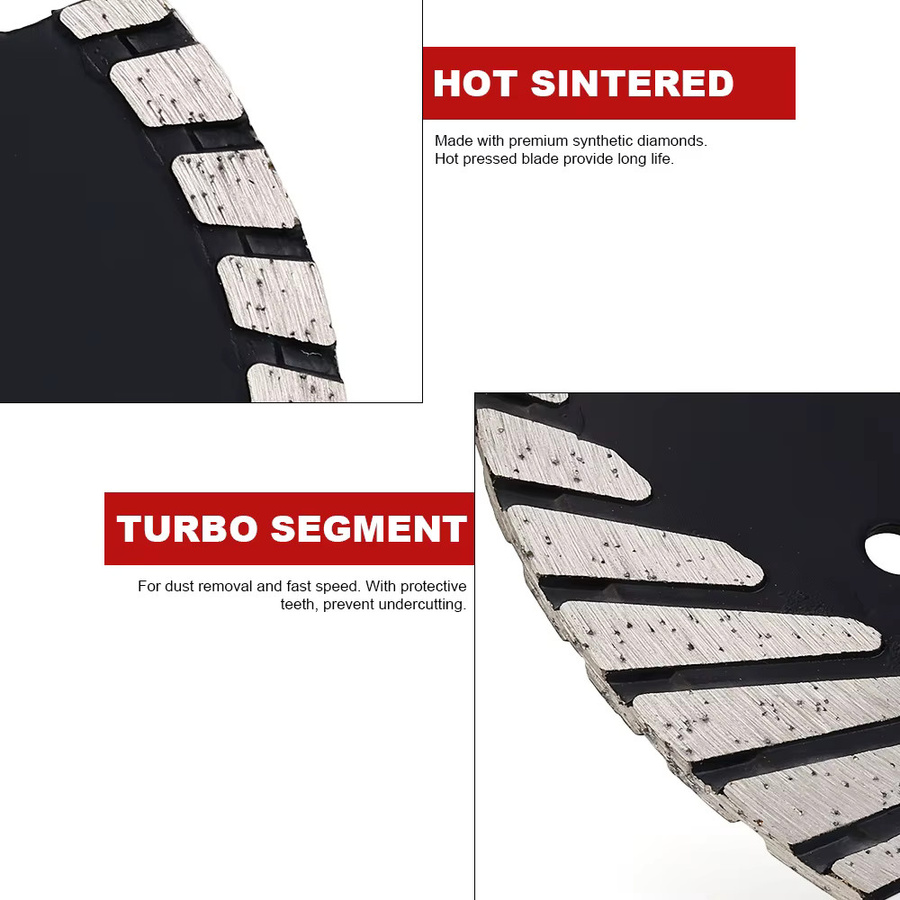 PANFREET Diamant-Turbo-Trennscheibe Sägeblatt mit Schrägschutz-Zähnen für Stein, Granit, Marmor, Ziegel, Fliesen und Beton, Durchmesser: 115 mm - Bild 2