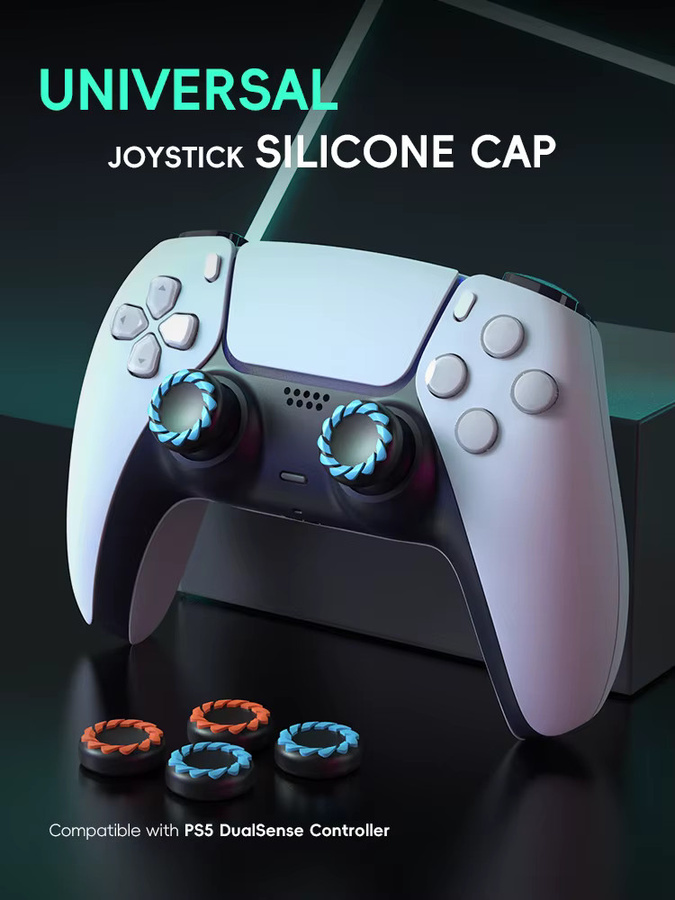 DATA FROG 4er Set Silikon Daumengriffe Kappen für PS5 PS4 Pro Slim PS3 Xbox Series X S One und 360 Controller in Multicolour - Bild 3