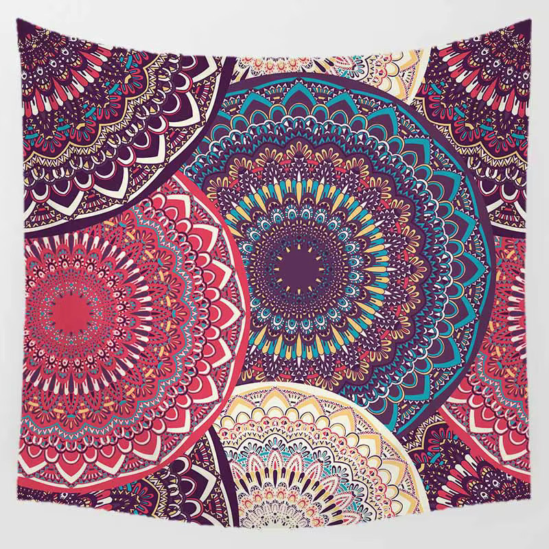 VIKAMA Bohemian Mandala Wandteppich in Multicolour, bunter Patchwork-Wandbehang im Boho-Stil für Schlafzimmer und Wohnzimmer, B/H: 120 x 120 cm - Bild 2