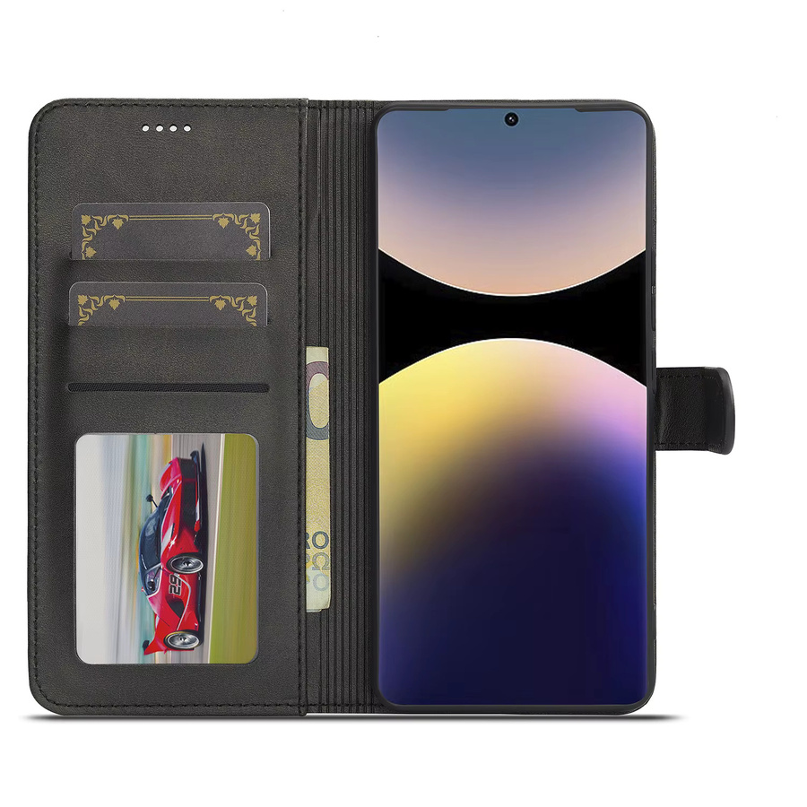 Xiaomi Flip-PU-Lederhülle als Brieftaschen-Kartenhülle für Redmi Note 15 Pro 4G 5G, Redmi Note 14 und Redmi Note 13 Pro 4G 5G, stoßfest, in Schwarz oder Braun - Bild 2