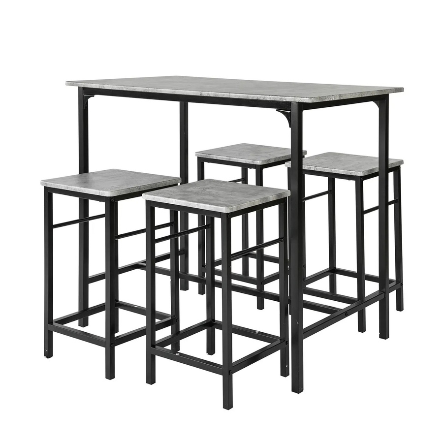SoBuy Essgruppe OGT11 Bartisch Set 5-teilig in Grau-Schwarz mit 4 Hockern - Bild 7