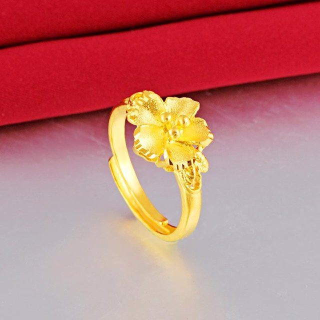 Offener Ring Blume, Gold, Kupfer, Damen - Bild 1
