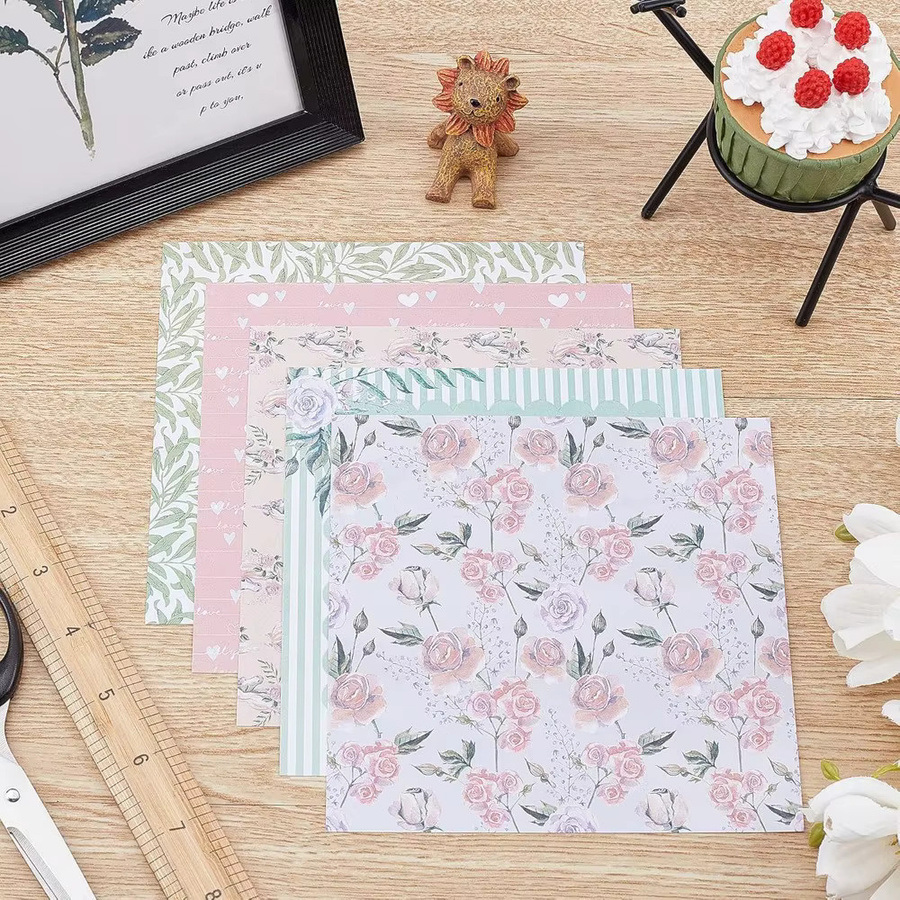 24 Blatt dekoratives Musterpapier in Rosa für Scrapbooking und DIY-Projekte, florale Motive, 15,24 x 15,24 cm - Bild 3