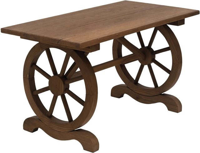Outsunny Gartentisch aus Tannenholz in Natur, Landhaus-Stil, B: 60 cm, T: 113 cm, H: 65 cm - Bild 1