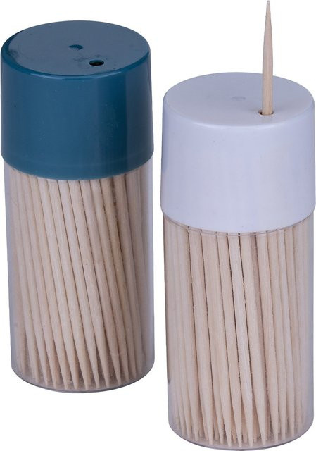 Fackelmann Zahnstocher-Dosen Essential 2er-Set, blau und transparent - Bild 1