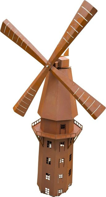 Ferrum Art Design Windmühle in Rostoptik aus Metall, Farbe: Braun, Höhe: 181 cm, Breite: 108 cm - Bild 1