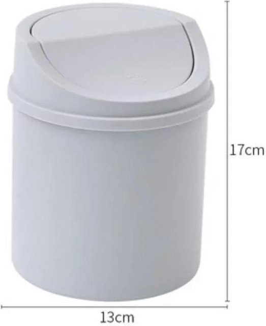 Mini-Mülleimer mit Deckel von Binchi Outdoor Product für den Schreibtisch und das Schlafzimmer, Farbe: Grau - Bild 1