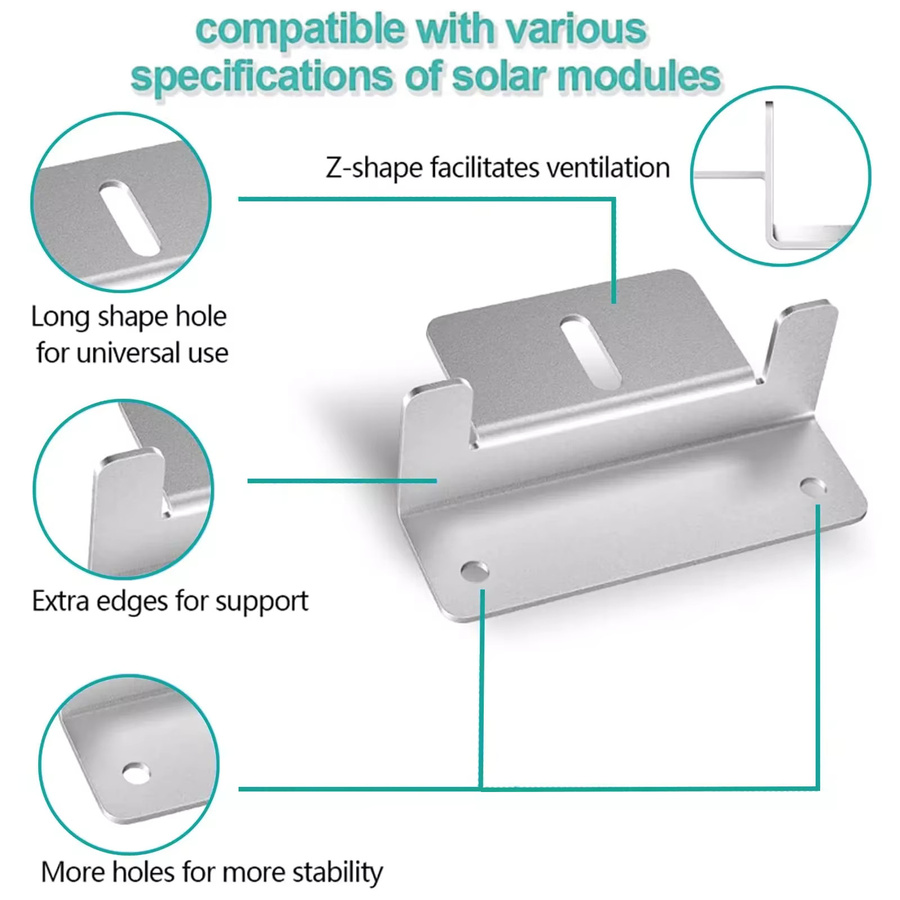 RVPOZWER Solarpanel-Montagehalterungen Z-Halterungen aus Aluminium in Silber, 32 Stück - Bild 5