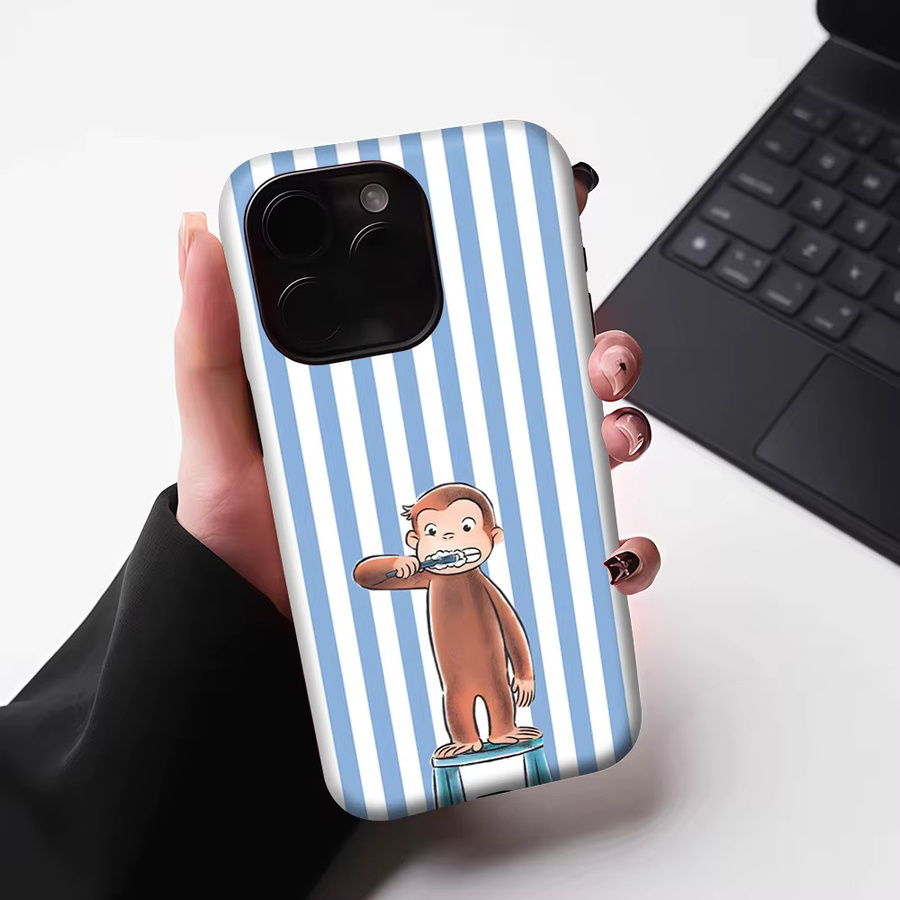 Potdemiel Magnetische Handyhülle Curious George Brushing für iPhone 17 16 15 14 13 Pro Max Plus, Mehrfarbig - Bild 6