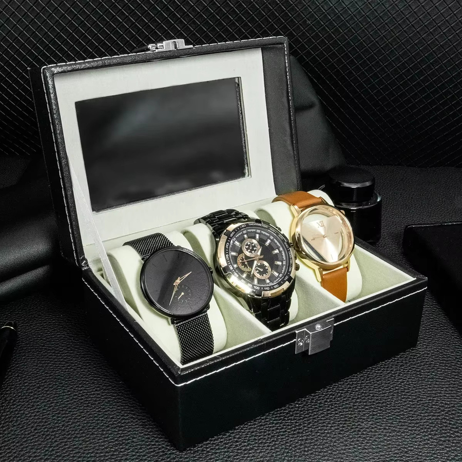 FancyWrist Uhr Box Leder, Schwarz, Herren - Bild 1