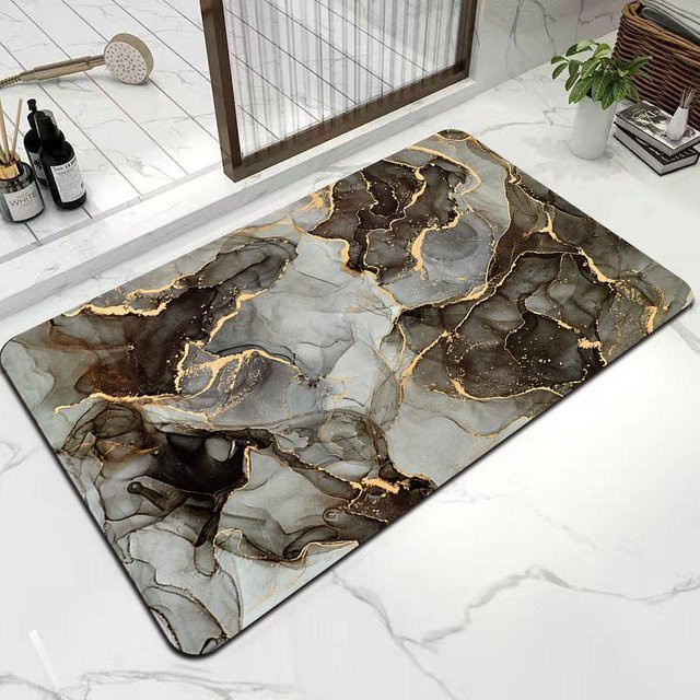 Schnelltrocknende und rutschfeste Badezimmer-Fußmatte von Yiran Furniture in Grau, B/B: 80 x 120 cm - Bild 1