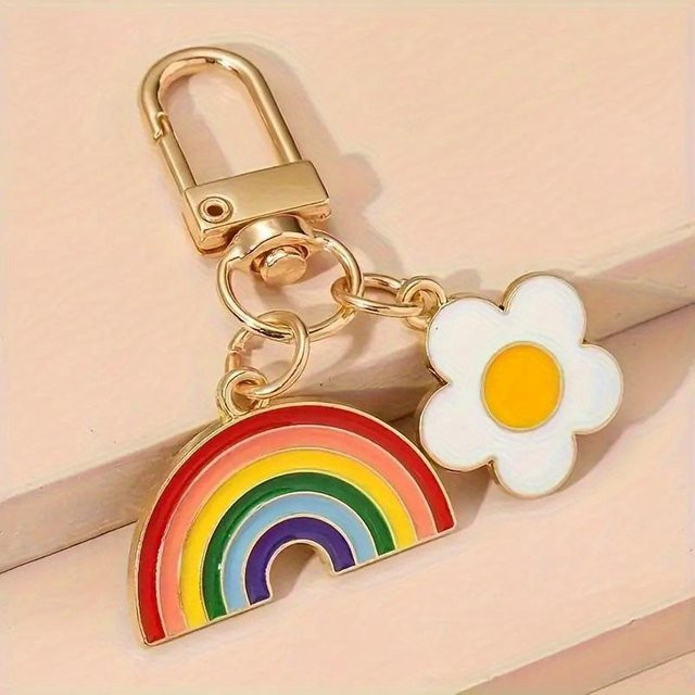 Regenbogenherz-Anhänger-Schlüsselanhänger, beige, Unisex - Bild 1