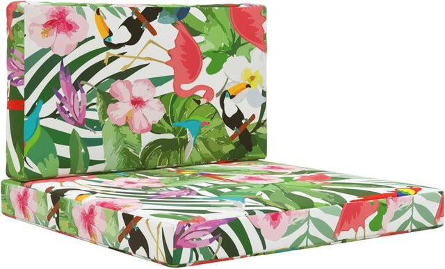 vidaXL Sofakissen für Draußen 2-teiliges Set aus Polyester in Bunt, B/B: 80 x 80 cm - Bild 1