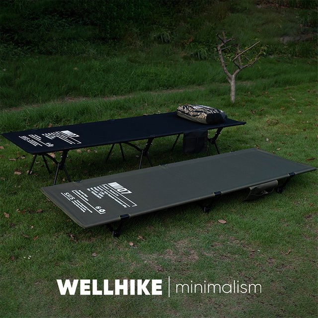WELLHIKE Camping-Marschbett, zusammenklappbares ultraleichtes Bett für Erwachsene in Schwarz mit Aufbewahrungstaschen - Bild 1