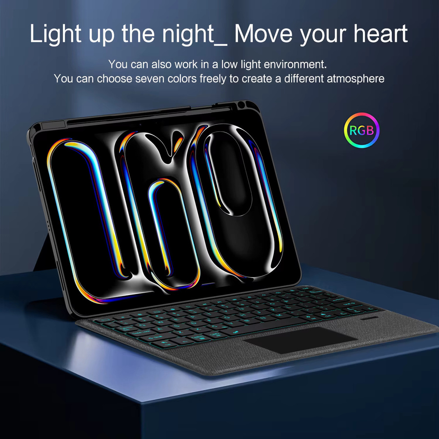AJIUYU Magic Keyboard Hülle für iPad Pro M5 11 und 13 Zoll 2025 sowie iPad Air 4 5 6 und iPad Pro 12.9, abnehmbare Smart Tastaturabdeckung, Schwarz - Bild 5