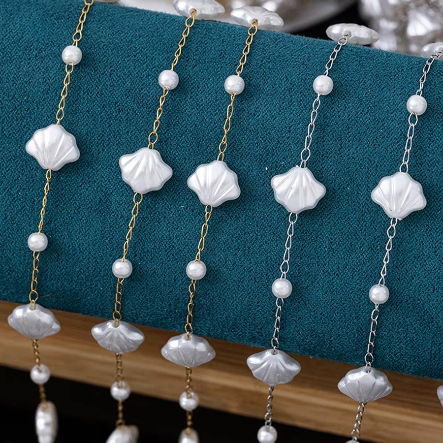 Halskette Edelstahl, Faux Pearl Charms, 1 Meter, Unisex - Bild 4