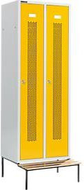Schäfer Shop Select Kleiderspind mit Sitzbank, 2 Abteile, Zylinderschloss, Farbe: Rapsgelb, Breite: 300 mm - Bild 1