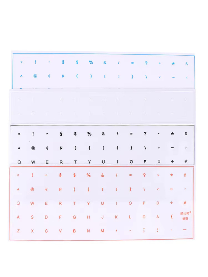 Universelle transparente Tastaturaufkleber für Desktop und Laptop mit deutscher Beschriftung inklusive Pinzette in Orange und Transparent - Bild 4
