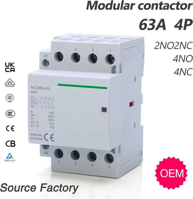 HCH8s-63 Modularer Schütz 4P 63A mit 4NO 4NC 2NO 2NC für DIN-Schienenmontage - Bild 1