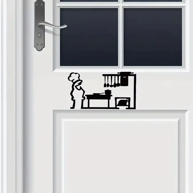 La Linea Minimalistische Strichzeichenaufkleber in Schwarz für Türen und Heimdekoration in Küche, Badezimmer oder Schlafzimmer - Bild 4