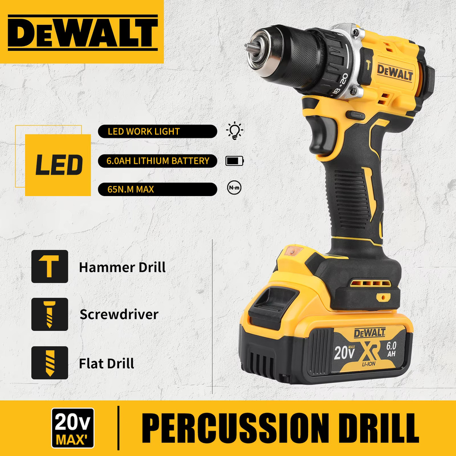 DeWalt DCD805 Akku-Bohrschrauber 20 V gelb bürstenloser Schlagbohrschrauber - Bild 2