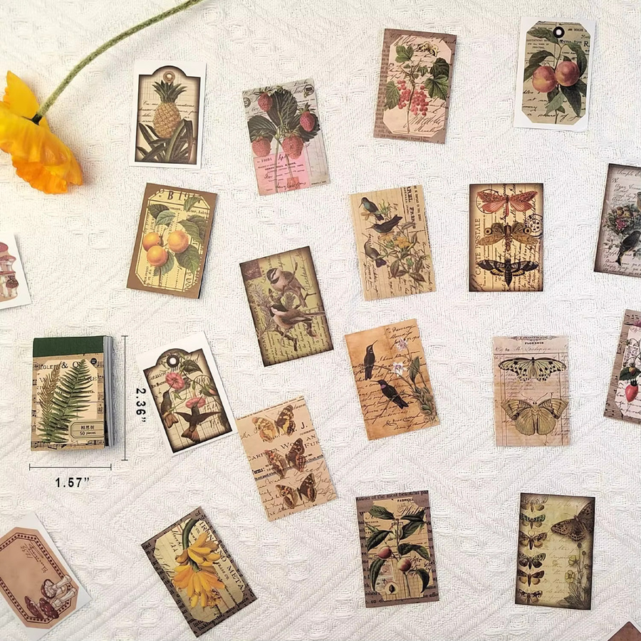 50 Blatt Naturpflanzen-Aufkleberbuch aus Washi-Papier in Multicolour als DIY-Dekoration und Sammelalbum für deine Schreibwaren - Bild 5