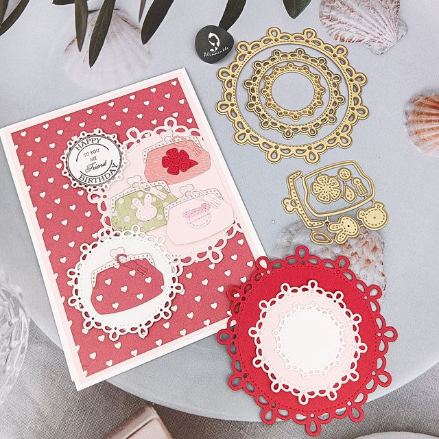Alinacutle Metall-Stanzer Kreis-Nistrahmen und Geldbörse in Gold für DIY-Grußkarten und Handwerk - Bild 1