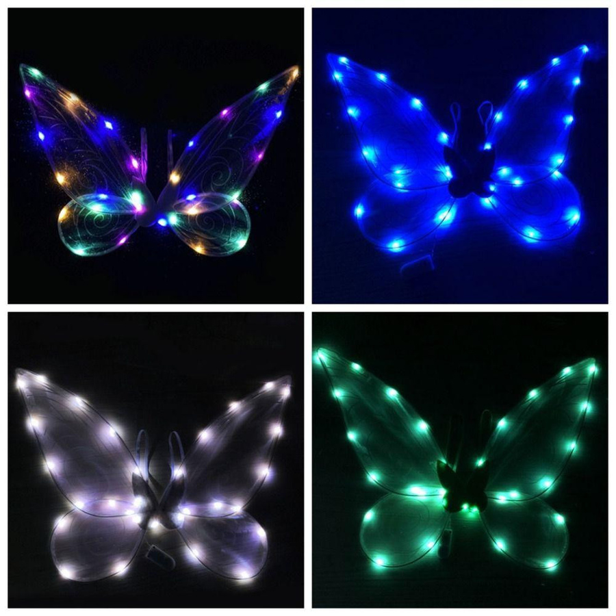 MonymaVigo Cosplay Kostüm LED Leuchtende Feenflügel, Schmetterlings-Feenflügel, Prinzessin, Engelsflügel, Purple lanterns - Bild 3