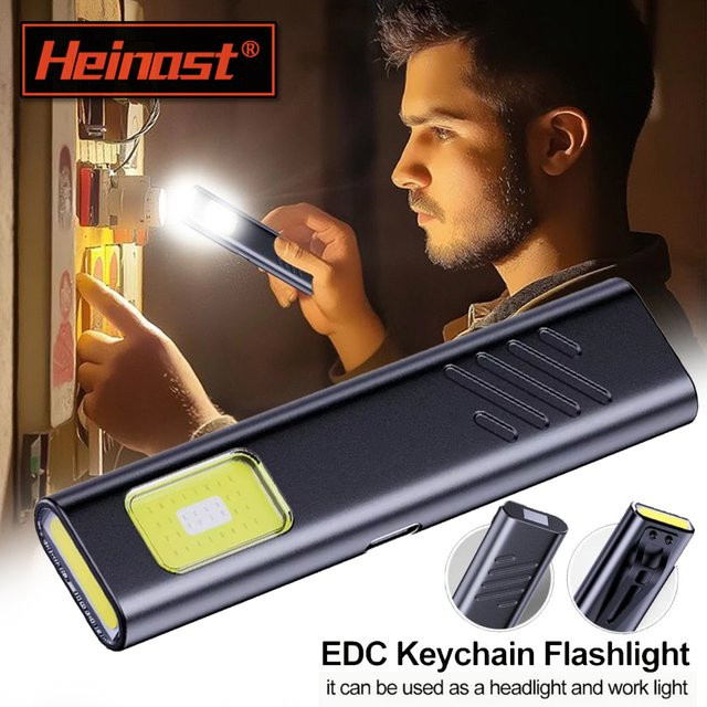 Heinast LED-Schlüsselanhänger-Taschenlampe in Schwarz, USB-C wiederaufladbar, 600 Lumen, magnetisch und wasserdicht - Bild 1