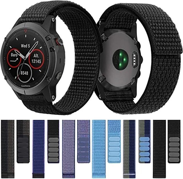 QCTOG Uhrenarmband Nylon, Schwarz, Unisex, 22 26 mm - Bild 1