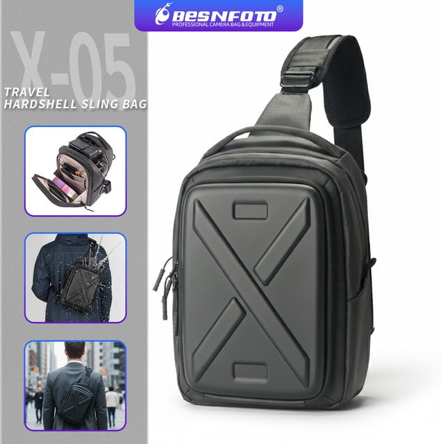 Besnfoto Kamera-Rucksack in Schwarz mit wasserdichter Hartschalenhülle für Sony A7 II/III/IV/R/V und Canon R100/R50 sowie DSLR und spiegellose Kameras - Bild 1