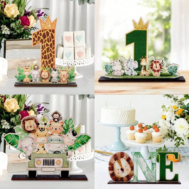 AFYPRTY Holzornament Giraffe als Dschungeltier-Dekoration für Geburtstage und Partys - Bild 1