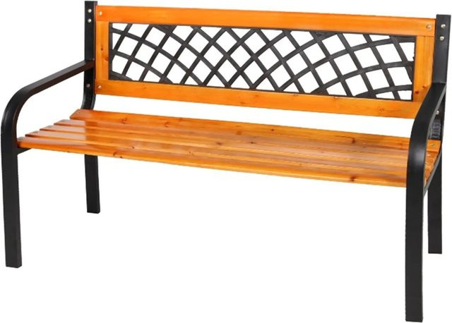 LEX Gartenbank aus Tannenholz und Metall in Braun B: 118 cm, H: 74 cm, T: 52 cm - Bild 1