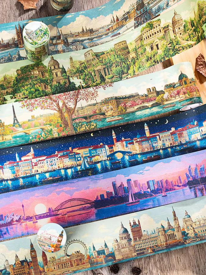 Mr Paper European Traveler Series Washi-Tape-Set mit 3 Rollen in Multicolour für Scrapbooking und DIY-Dekoration - Bild 5