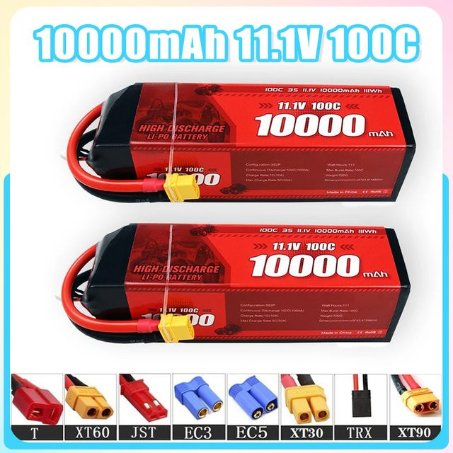 Da Da Xiong LiPo Akku 11,1 V 10000 mAh 100C 3S für RC Quadcopter, Hubschrauber, Autos, Boote und Drohnen - Bild 1