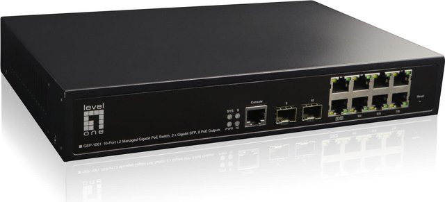 LevelOne GEP-1061 Managed L2 Gigabit Ethernet Netzwerk-Switch mit Power over Ethernet (PoE) in Schwarz - Bild 1