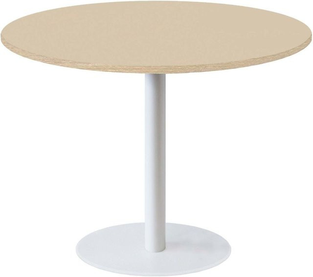 RestooTab Tisch Rome XL rund in Weiß, Beige und Braun, Höhe: 75 cm, Durchmesser: 120 cm - Bild 1