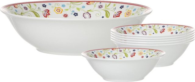 Ritzenhoff & Breker Salatschalen Set Shanti aus Keramik in Weiß mit floralem Design - Bild 1