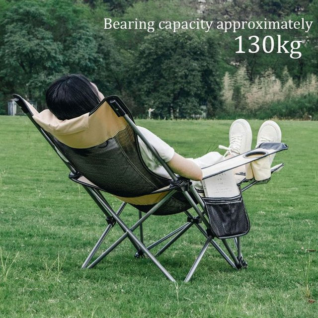 SmiloDon Tragbarer Camping-Liegestuhl in Dunkelblau, zusammenklappbarer 2-in-1 Outdoor-Liegestuhl mit verstellbarer Rückenlehne aus Textilene - Bild 1