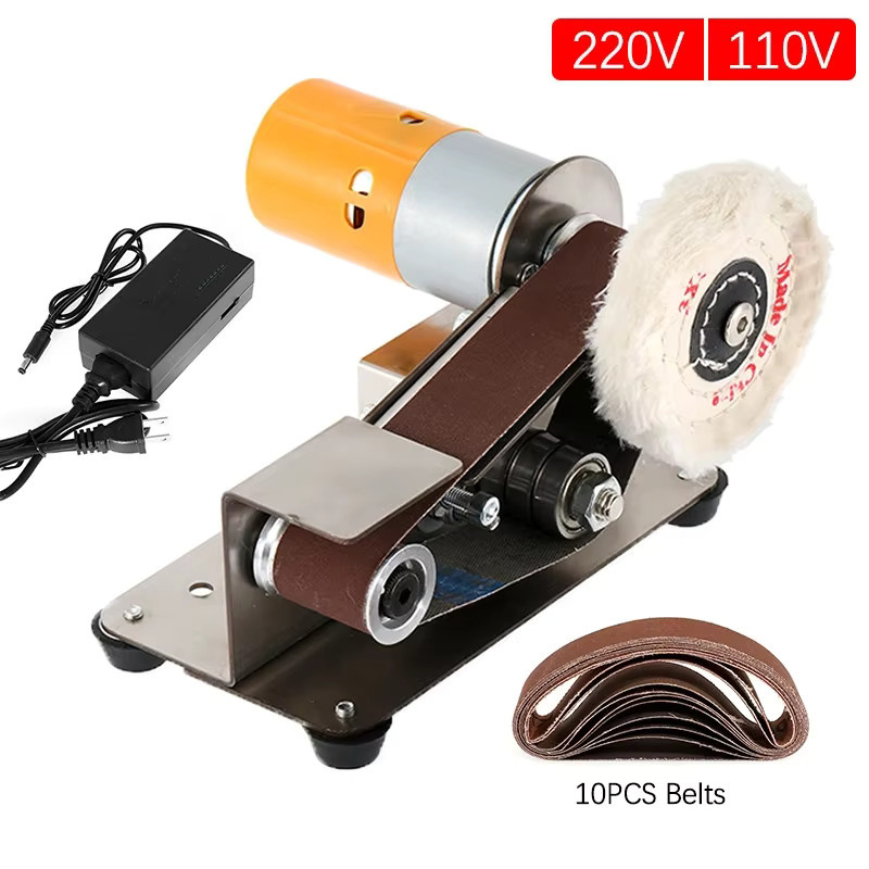 Dreamburgh Mini-Elektro-Bandschleifer Set mit 10 Schleifgurten zur DIY-Polierung und zum Schleifen von Messerkanten in Multicolor, 220 V - Bild 2
