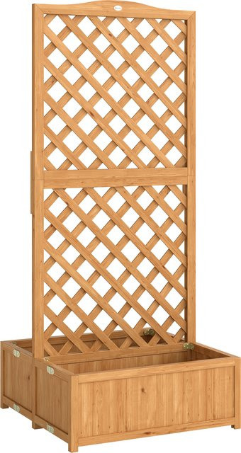 Outsunny Pflanzkasten mit Rankgitter aus Holz in Braun, großer Außen-Pflanzkasten für Kletterpflanzen mit 2 klappbaren Kästen und Lattenboden, H x B x T: 170 x 73 x 70 cm - Bild 1