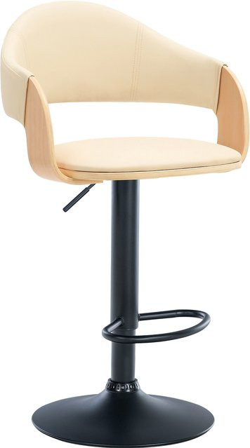 CLP Barhocker Nilse in Beige mit Kunstleder-Bezug und höhenverstellbarem Gestell aus Holz und Metall - Bild 1
