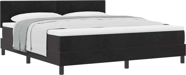 vidaXL Boxspringbett mit Matratze in Schwarz aus Samt und Kiefernholz, B/T/H: 180 x 200 x 183 cm - Bild 1